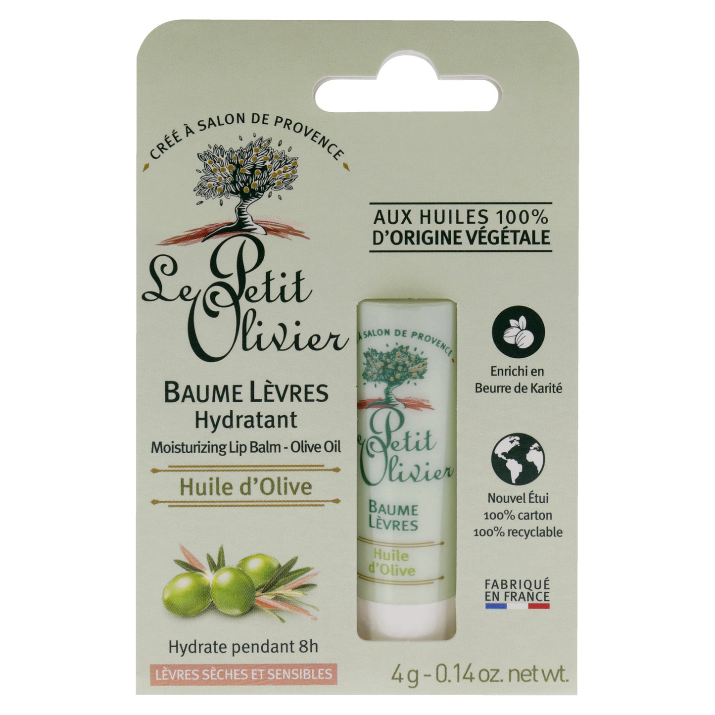 Moisturizing Lip Balm - Olive Oil by Le Petit Olivier for Women - 0.14 oz Lip Balm