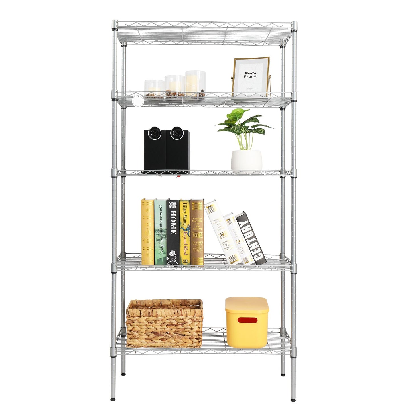 Home Kitchen Supplies Furniture, 5-Tier Metal Shelving Racks, Adjustable Metal Storage Racks, 5-Tier Shelving Unit with Leveling Feet, 13.5" D x 29" W x 59" H, 550 lb Weight Capacity