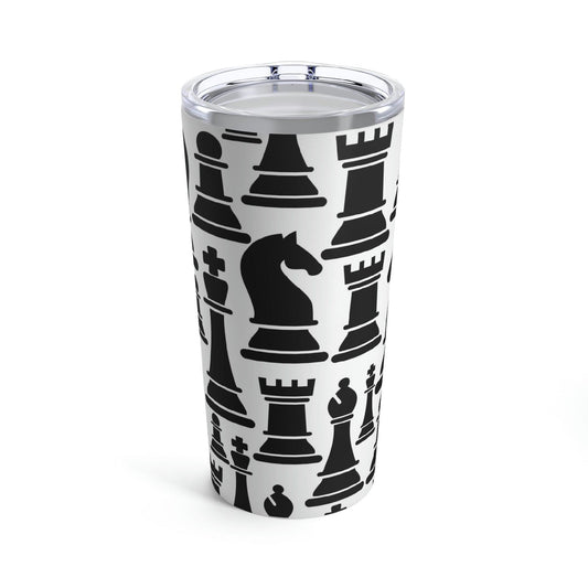 Insulated Tumbler 20oz, Black And White Chess Print