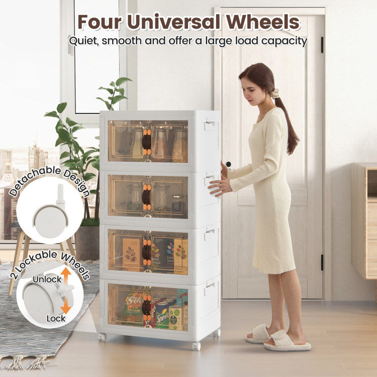 Stackable Storage Bins with Lockable Wheels