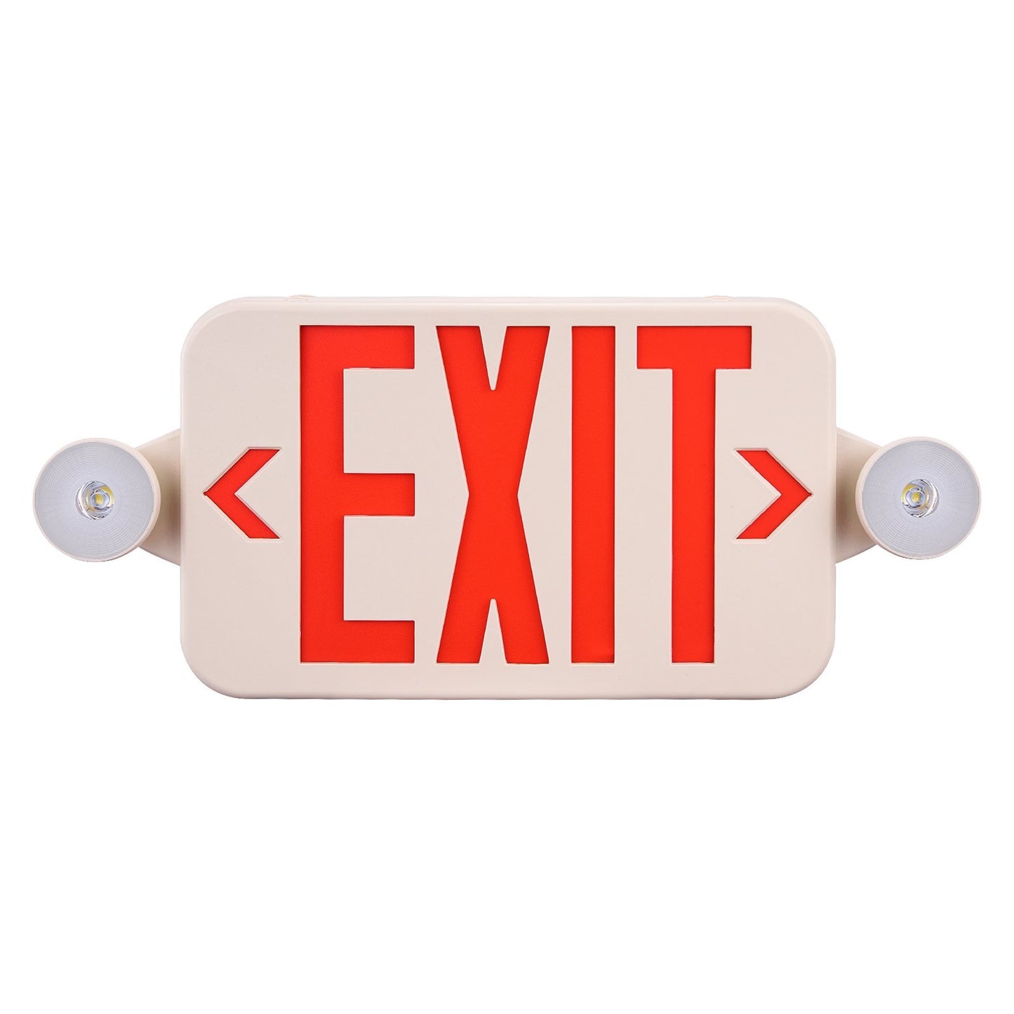 VEVOR LED Exit Sign with Emergency Lights, Two LED Adjustable Heads Emergency Exit Light with Battery Backup, Combo Red Letter Fire Exit Lighting, Commercial Exit Signs Tested to UL Standards