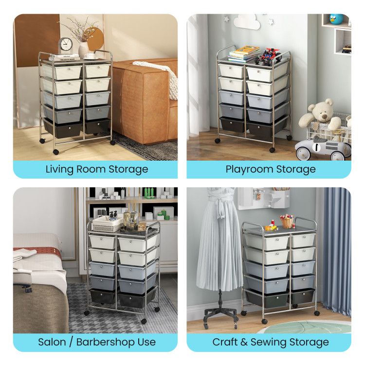 10-Drawer Rolling Storage Cart