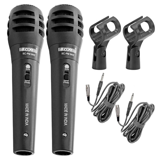 5 Core Microphone Pair XLR Dynamic Mic Karaoke Singing Handheld Microfono Wired Professional Unidirectional 1/4 Plug In Cord Connection for Vocal DJ Music - PM-883