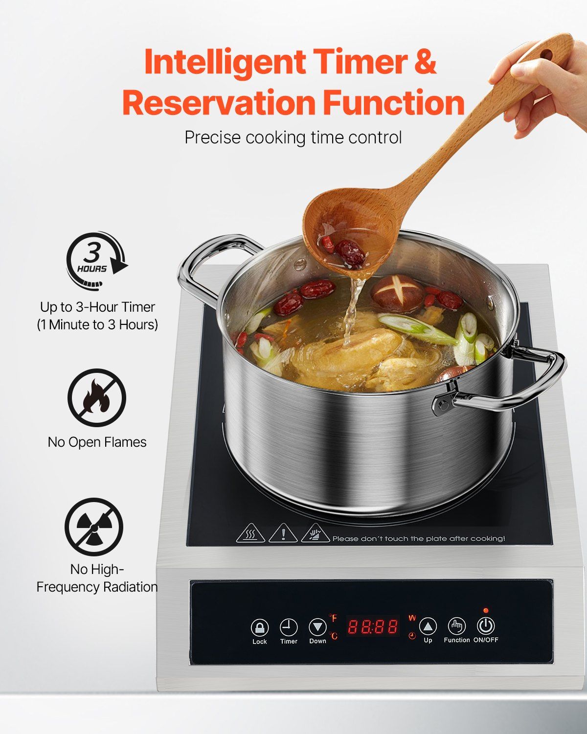 Portable Commercial Induction Cooktop 1800W Countertop Burner 9 Temp Levels