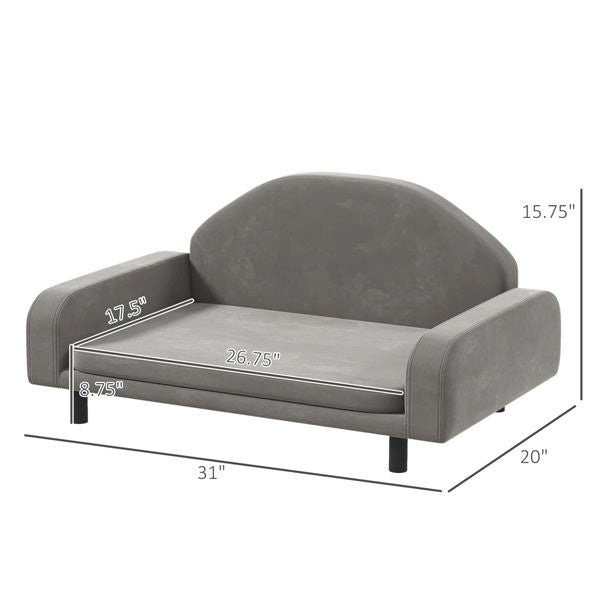 31" grey pet sofa with cushion