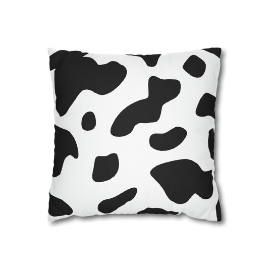 Decorative Throw Pillow Covers With Zipper - Set Of 2, Black And White Abstract Cow Print Pattern