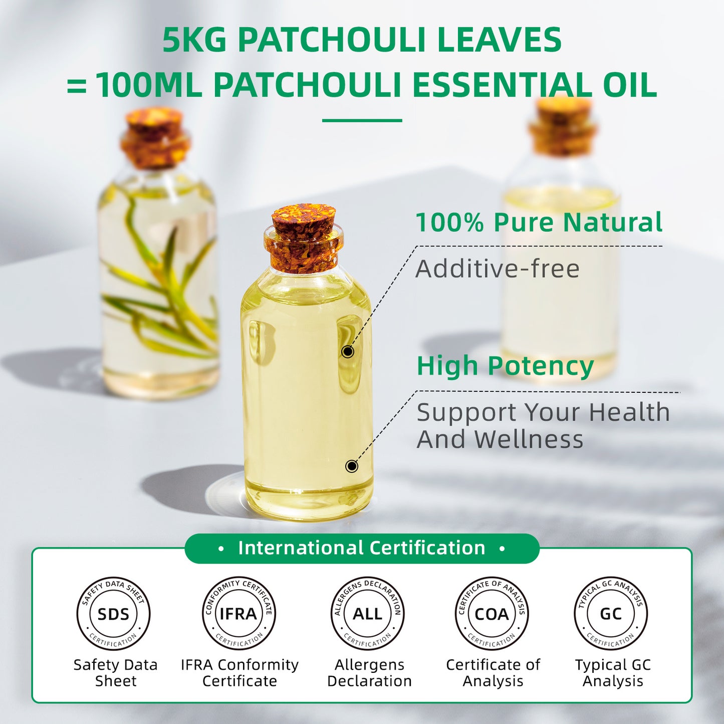 HIQILI 100ML Patchouli Essential Oils,100% Pure Nature for Aromatherapy, Diffuser, Humidifier, Massage, Keep happy, Candle