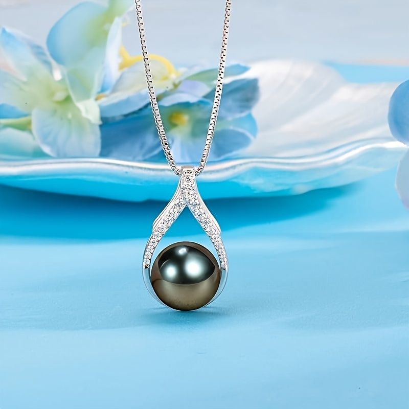 "Anniversary gift for wife, Tahitian black pearl necklace,  Mother's Day gift, gift for mom, wife, mom, girlfriend, her birthday gift,  Christmas gift, Valentine's Day jewelry gift for her"