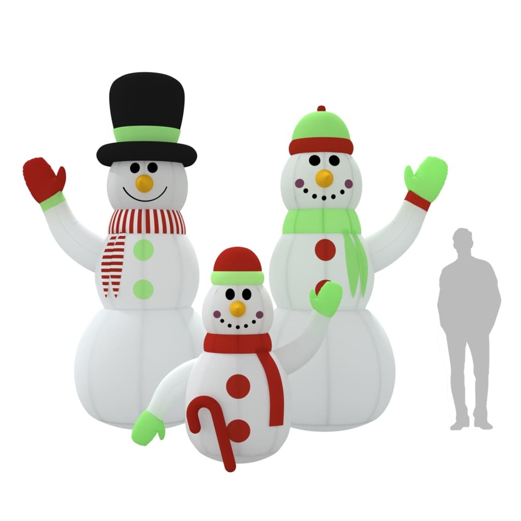 Inflatable Snowman Family with LEDs 12 ft