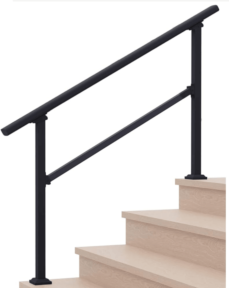 Handrails for Outdoor Steps 3 Steps Handrail - Black Outdoor Hand Rails for Steps,Transitional Handrail with Installation Kit,Hand Rails for Outdoor Steps(3 Steps-2Pack)