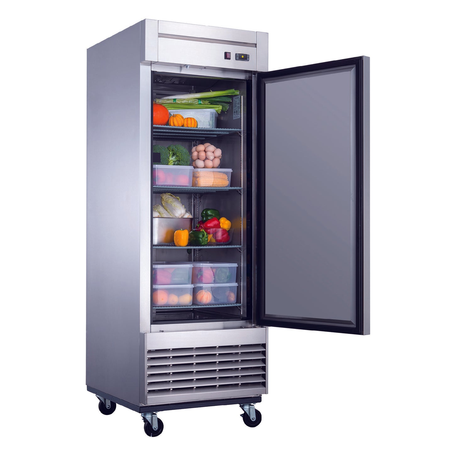 Dukers Commercial Single Door Bottom Mounted Upright Reach-in Freezer in Stainless Steel 17.79cu.ft.