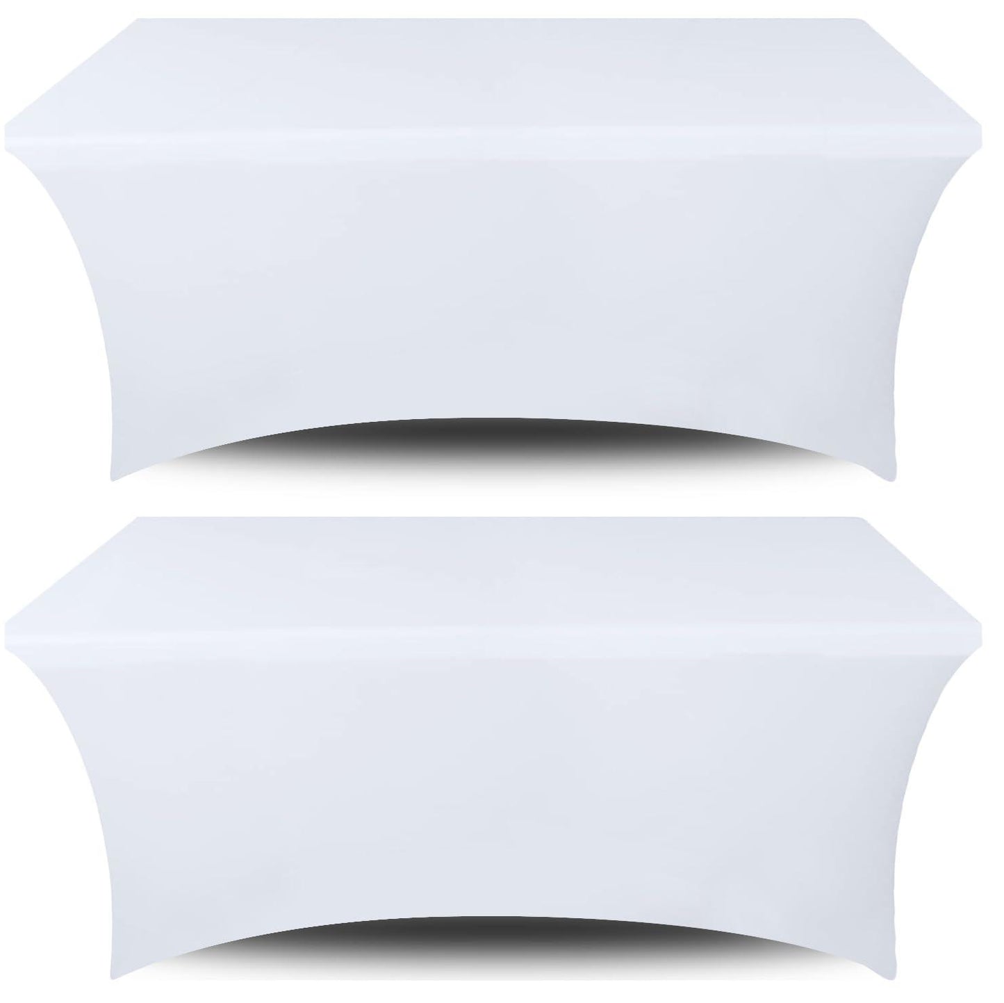 Stretch Spandex Table Covers 4FT Pack of 2 Fitted Tablecloths for Rectangle Tables Stretchy Wrinkle Resistant Folding Table Cover White