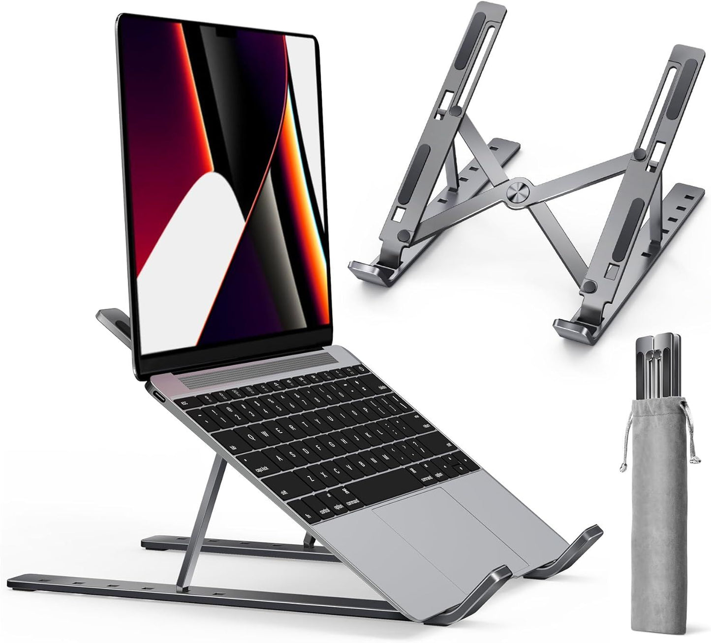 Ivoler Soporte Para Laptop, Soporte Elevador Para Laptop, Soporte Para Tableta De Computadora, 6 ángulos Ajustables, De Aluminio, Ergonómico, Plegable, Soporte De Escritorio Portátil Compatible Con