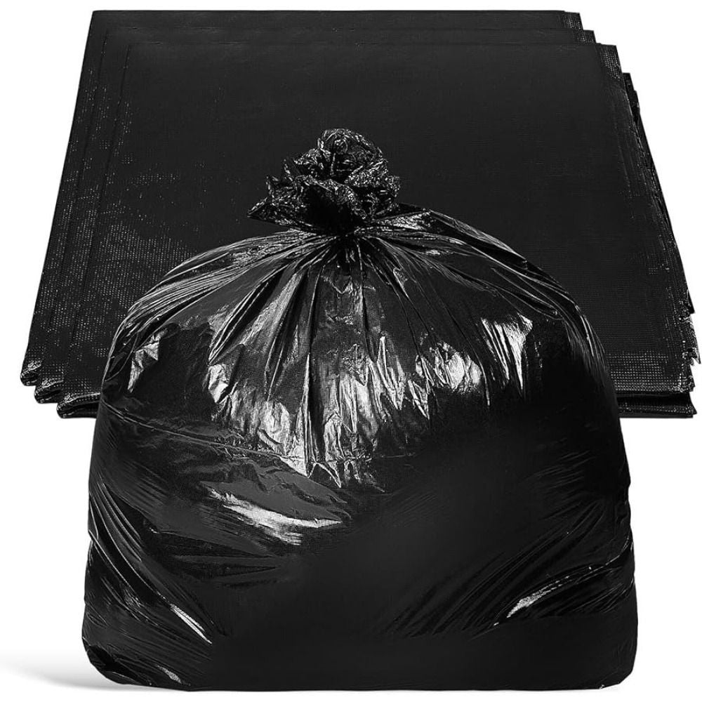 Multiple large heavy-duty tank liners - black plastic garbage bags for lawns, leaves, contractors, yards, and outdoor use