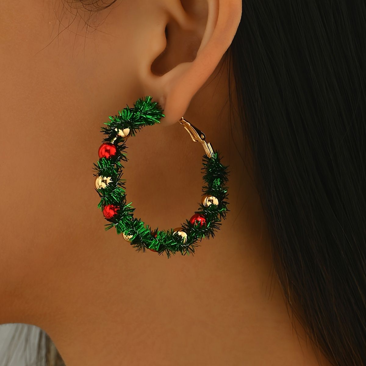 Festive Holiday Hoop  Earrings Set