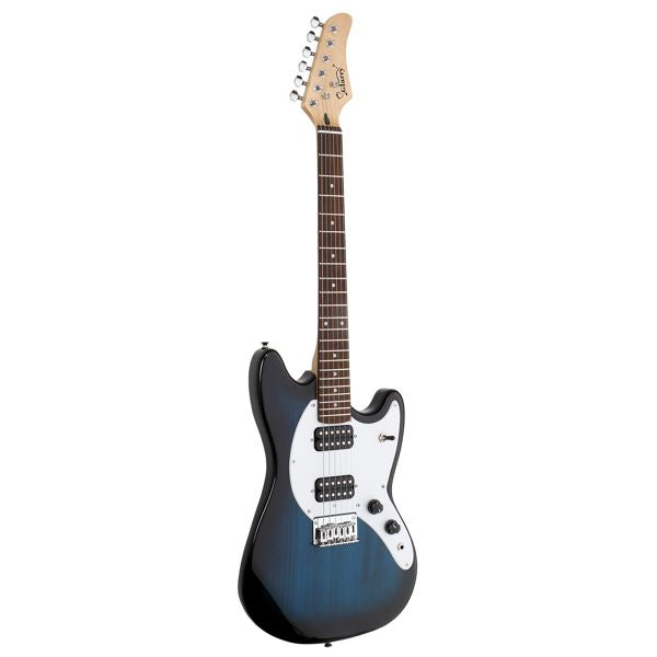 [Do Not Sell on Amazon] Glarry Full Size 6 String H-H Pickups GMF Electric Guitar with Bag Strap Connector Wrench Tool Blue