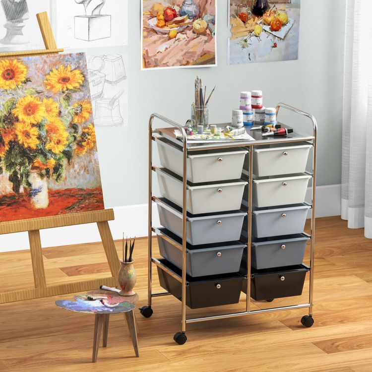 10-Drawer Rolling Storage Cart