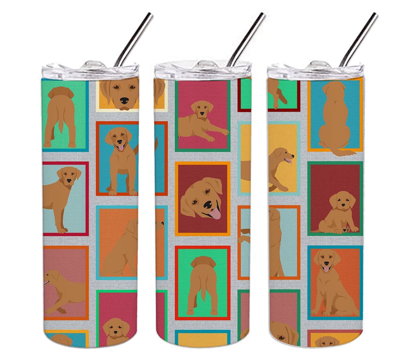 Lots of Red Fox Labrador Retriever Stainless Steel Skinny Tumbler Vacuum Double Walled Reusable Insulated Tumbler Travel Cup for Coffee Cocktails Gift with Lid, 20 oz