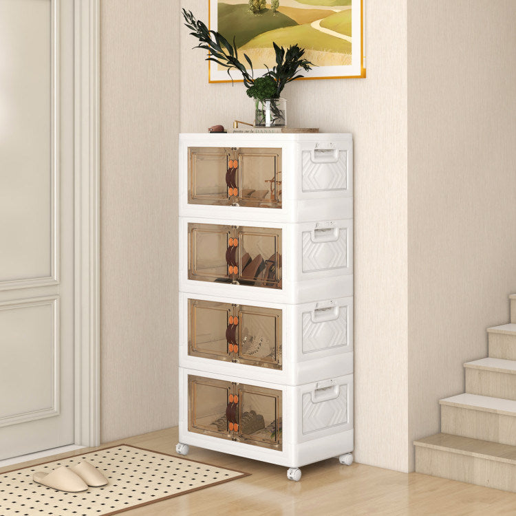 Stackable Storage Bins with Lockable Wheels