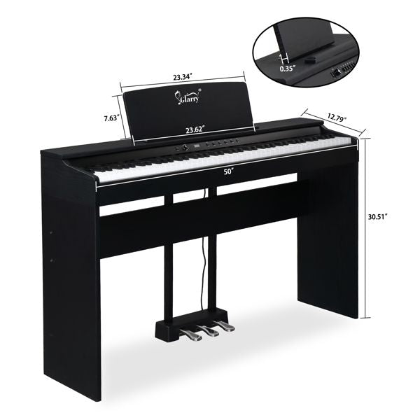 [Do Not Sell on Amazon]Glarry GDP-105 88 Keys Standard Full Weighted Keyboards Digital Piano with Furniture Stand, Power Adapter, Triple Pedals, Headphone, for All Experience Levels Black