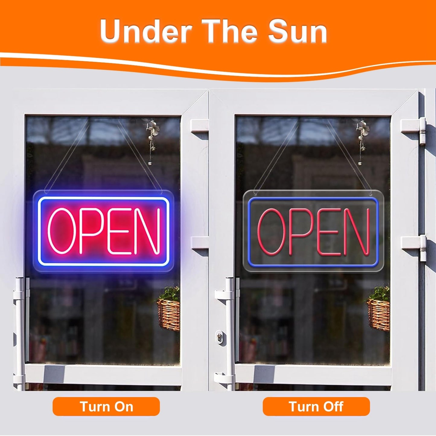 LED Open Sign 16.5x9.1in Business Neon Open Sign Advertisement Board with 11 Levels Adjustable Brightness