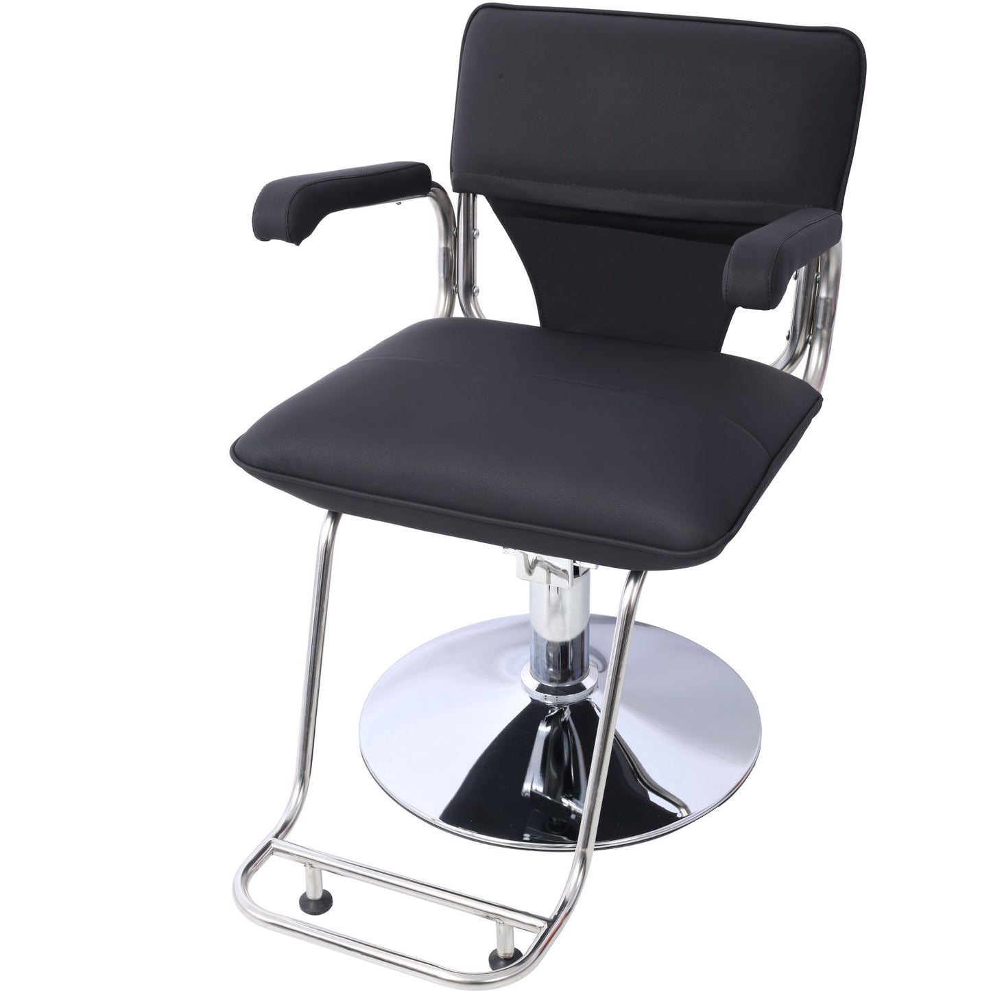 Stainless steel frame,Fashion style Hair Salon Chair Styling Heavy Duty Hydraulic Pump Barber Chair Beauty Shampoo Barbering Chair for Hair Stylist Women Man,with Barber Cape (Black)