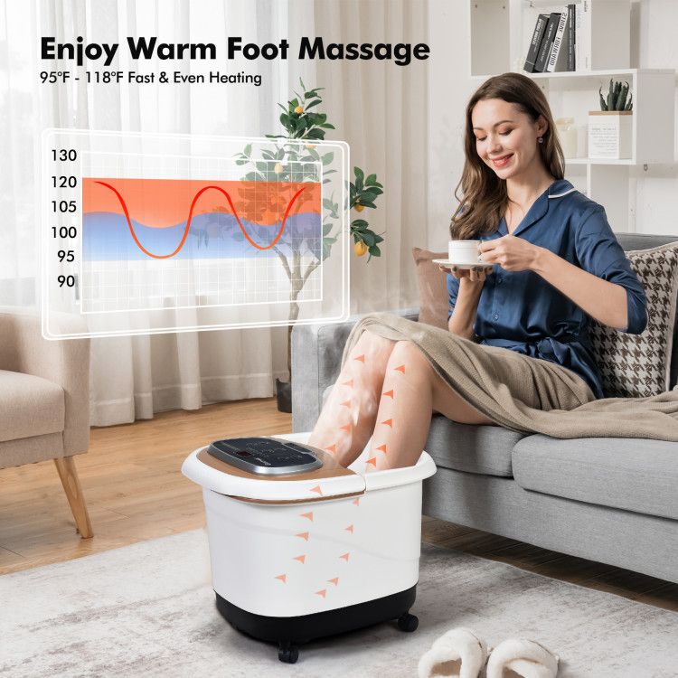 Portable All-In-One Heated Foot Spa Bath Motorized Massager