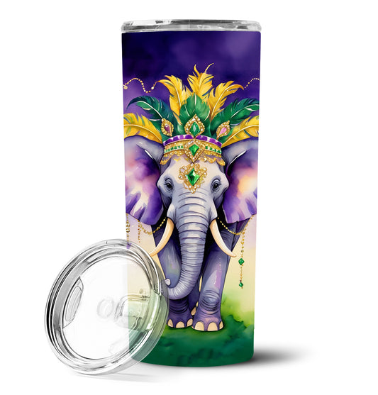 Elephant King of Mardi Gras Stainless Steel Skinny Tumbler Vacuum Double Walled Reusable Insulated Tumbler Travel Cup for Coffee Cocktails Gift with Lid, 20 oz