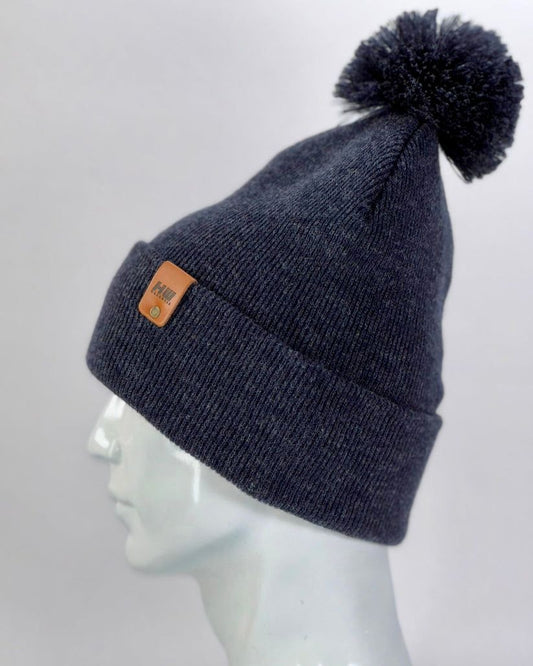 HAAKWEAR Pom Pom Beanie - Made in USA - Denim Blue