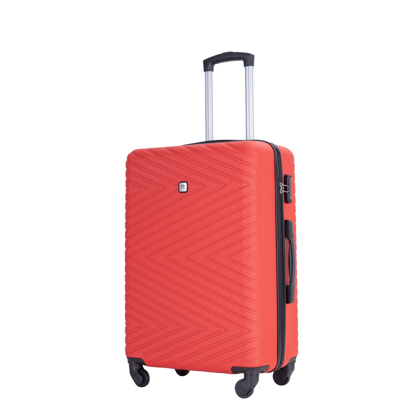 luggage 4-piece ABS lightweight suitcase with rotating wheels, 24 inch and 28 inch with TSA lock, (16/20/24/28) RED