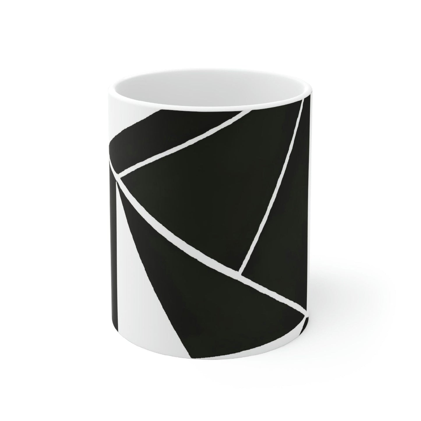 Decorative Ceramic Coffee Mug 15oz, Black And White Geometric Pattern