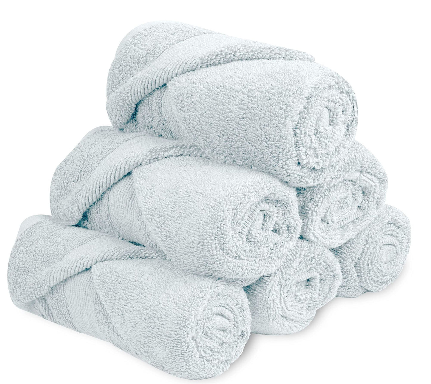 Resort Collection Soft Hand Towels 16x27 in 6 Pack Light Blue Luxury Hotel Plush Absorbent Cotton Hand Towel