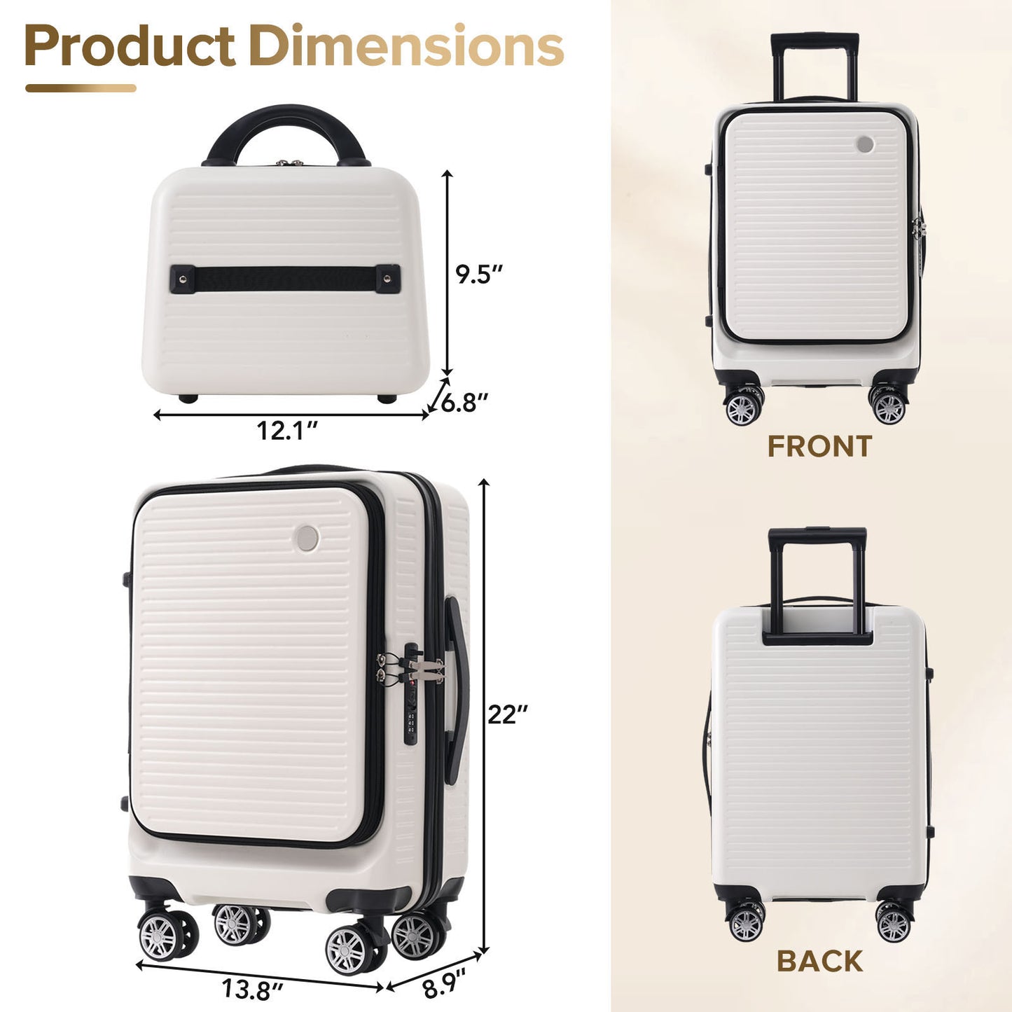 Carry-on Luggage 20 Inch Front Open Luggage Lightweight Suitcase with Front Pocket and USB Port, 1 Portable Carrying Case