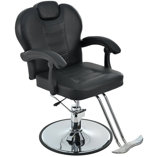 Classic Reclining barber Chair Salon Chair for Hair Stylist with Heavy Duty Hydraulic Pump, 360° Rotation, Tattoo Chair Shampoo Beauty Salon Equipment, Max Load Weight 330 Lbs, Black