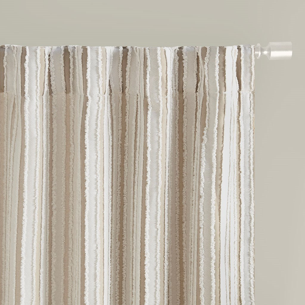 Clipped Jacquard Light Filtering Rod Pocket/Back Tab Single Curtain Panel(Only 1 Pc Panel)