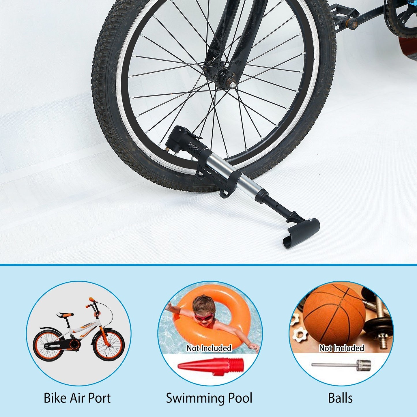 Mini Bike Pump Portable Bicycle Tire Inflator Ball Air Pump w/ Mount Frame For Mountain Road Bike Presta Schrader