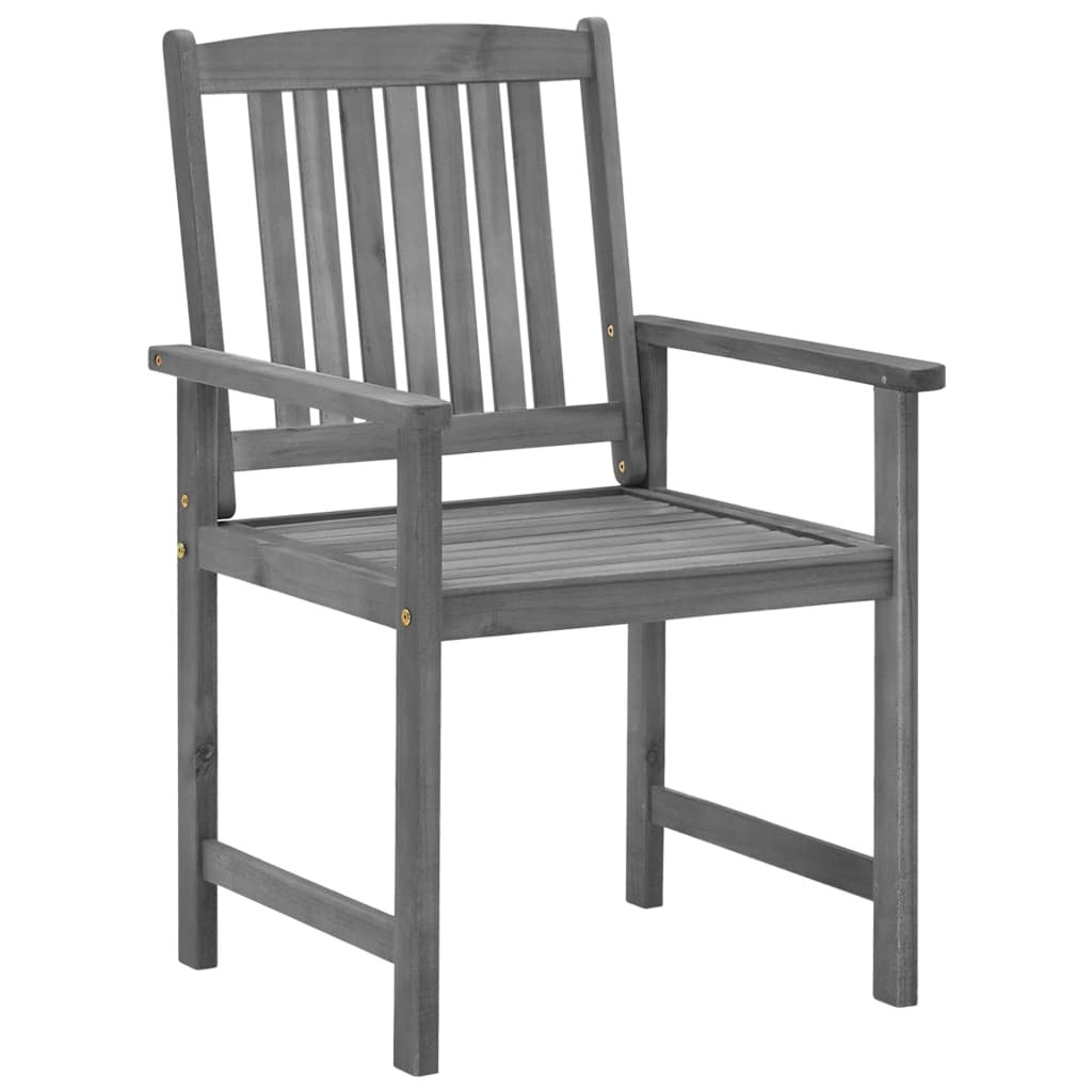 Patio Chairs with Cushions 4 pcs Gray Solid Acacia Wood