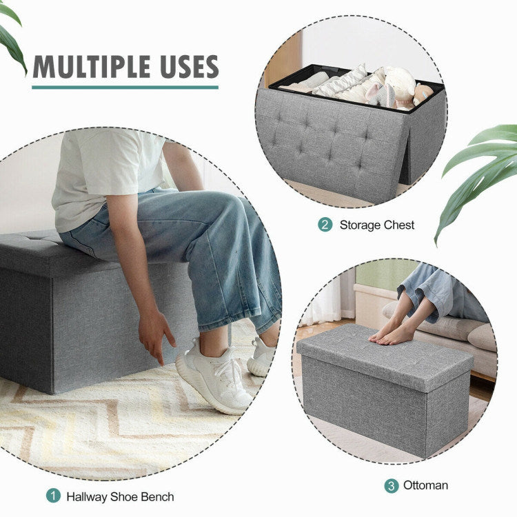 31.5 Inch Storage Ottoman Footrest with Removable Storage Bin