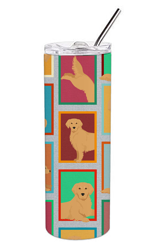 Lots of Golden Retriever Stainless Steel Skinny Tumbler Vacuum Double Walled Reusable Insulated Tumbler Travel Cup for Coffee Cocktails Gift with Lid, 20 oz