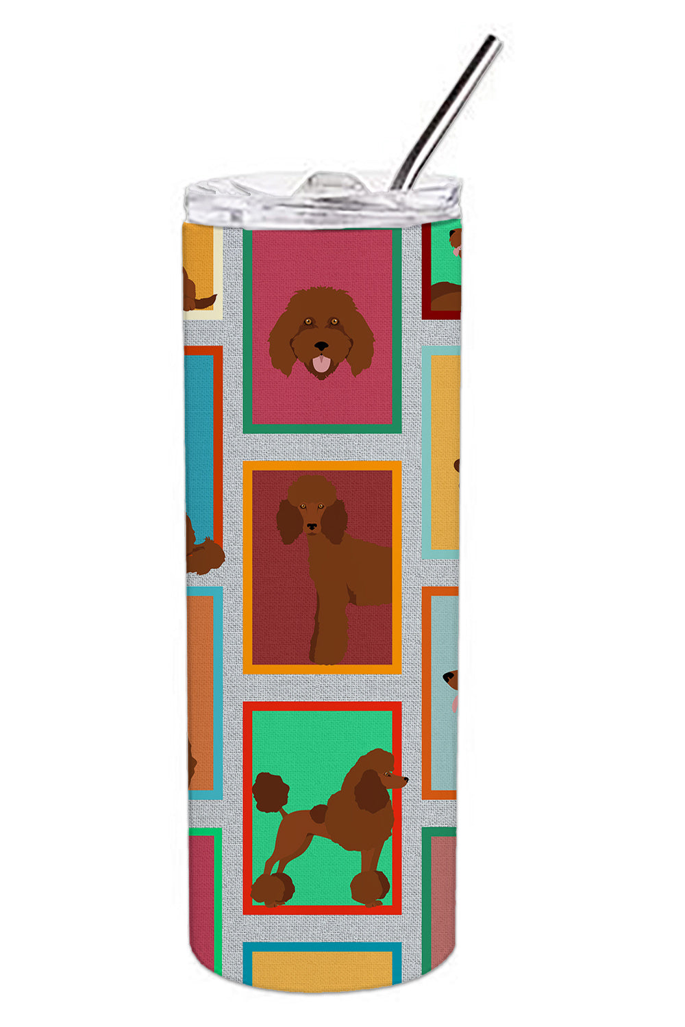 Lots of Chocolate Standard Poodle Stainless Steel Skinny Tumbler Vacuum Double Walled Reusable Insulated Tumbler Travel Cup for Coffee Cocktails Gift with Lid, 20 oz