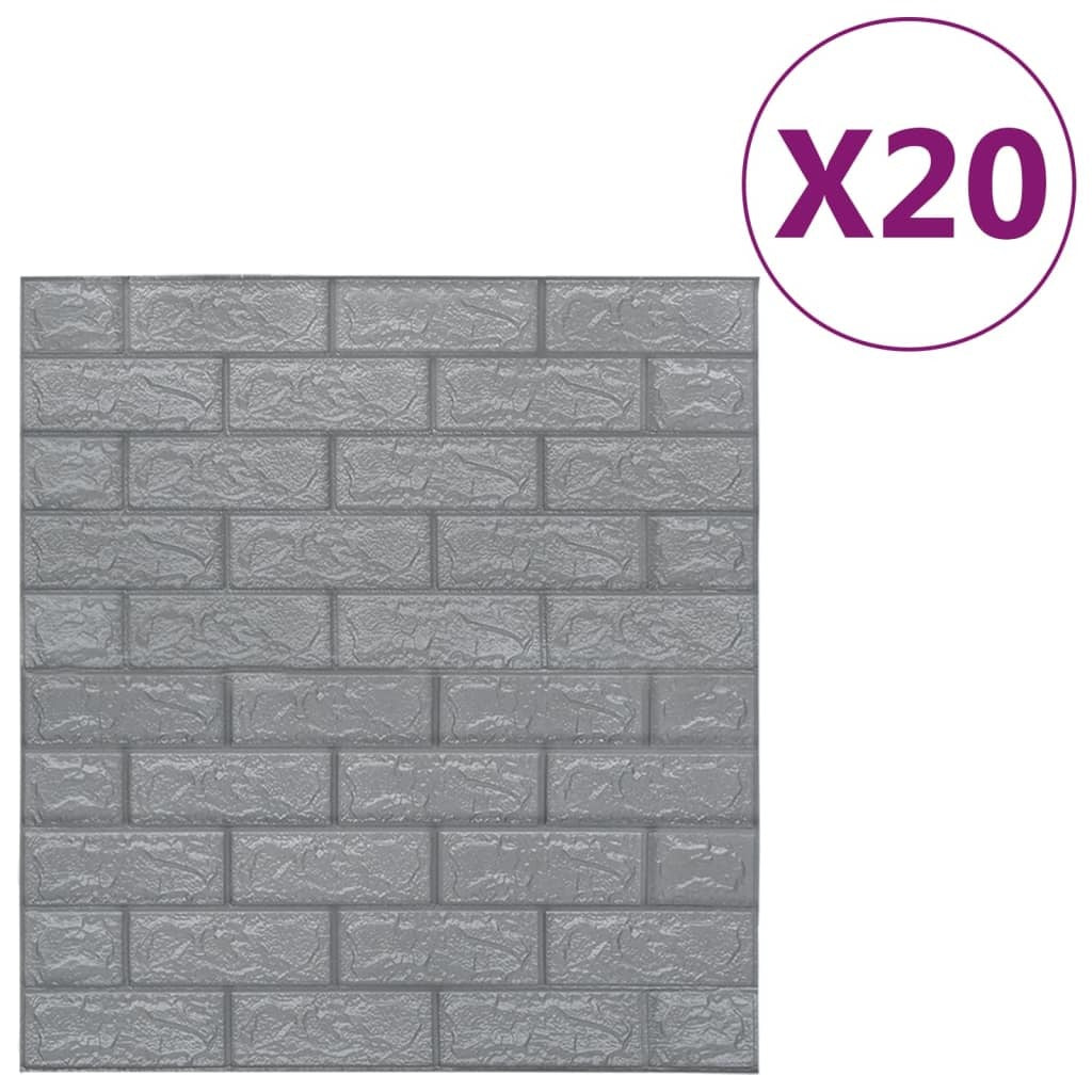 3D Wallpaper Bricks Self-adhesive 20 pcs Anthracite