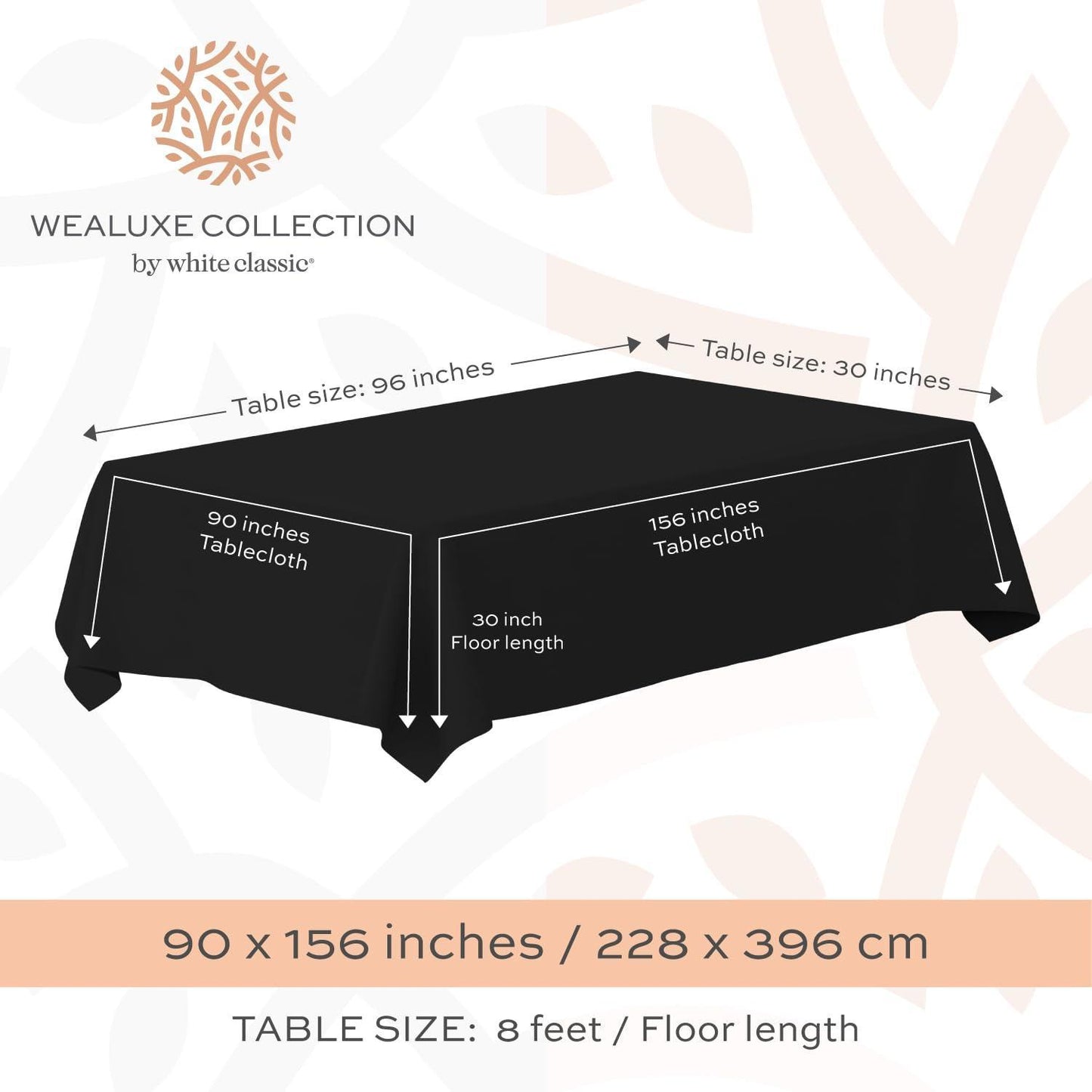 Classic Black Tablecloth 90x156 inch Table Clothes for 8 Foot Rectangle Tables 200 GSM Stain and Wrinkle Resistant Washable Fabric 2 Pack