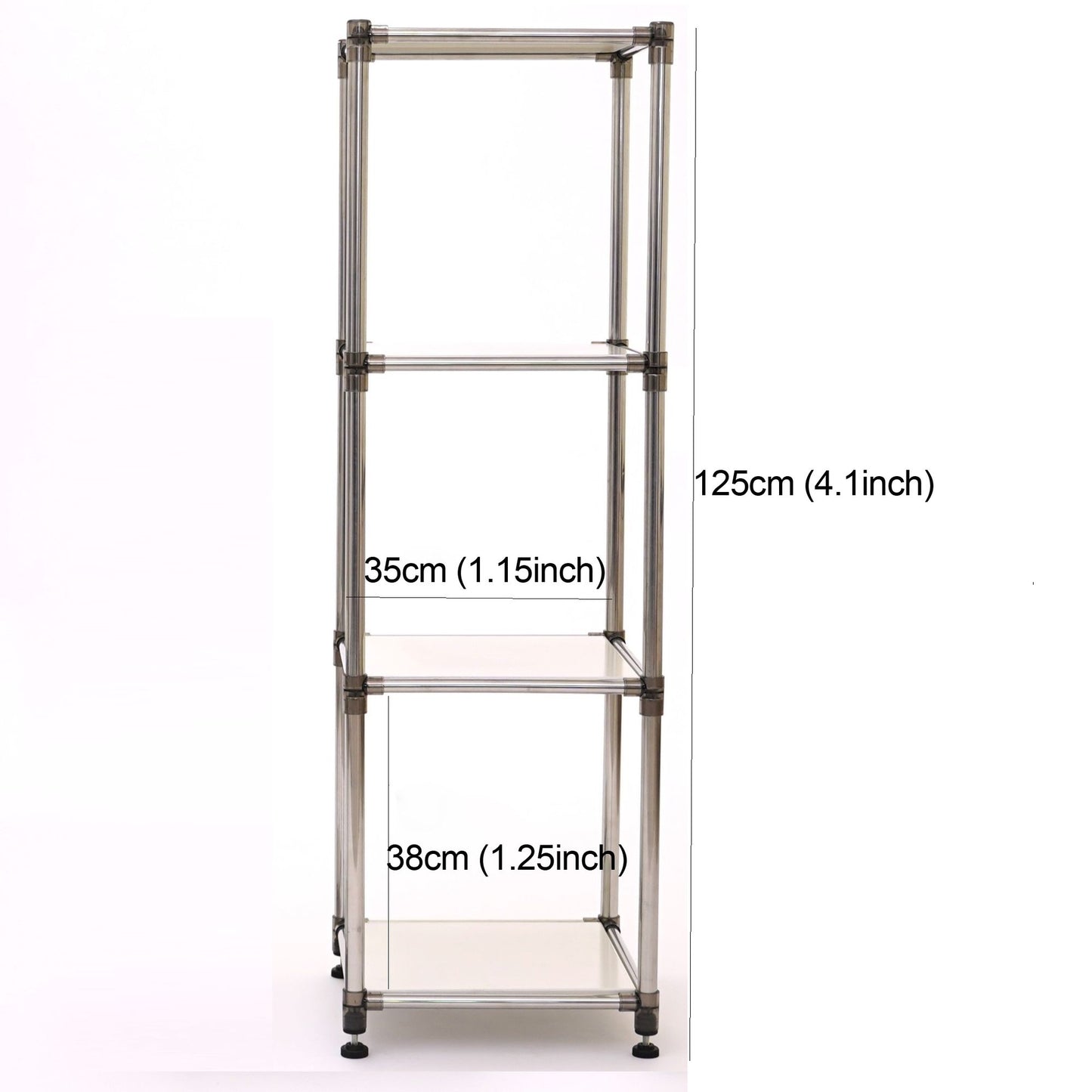 Korean White 4-Tier Heavy Duty Stainless steel Storage Shelving Unit, 100lbs/shelf (49"H x 14.9"W x 13.7"D) for Indoor/Outdoor Organization , Modular Rack, Extremely Durabl