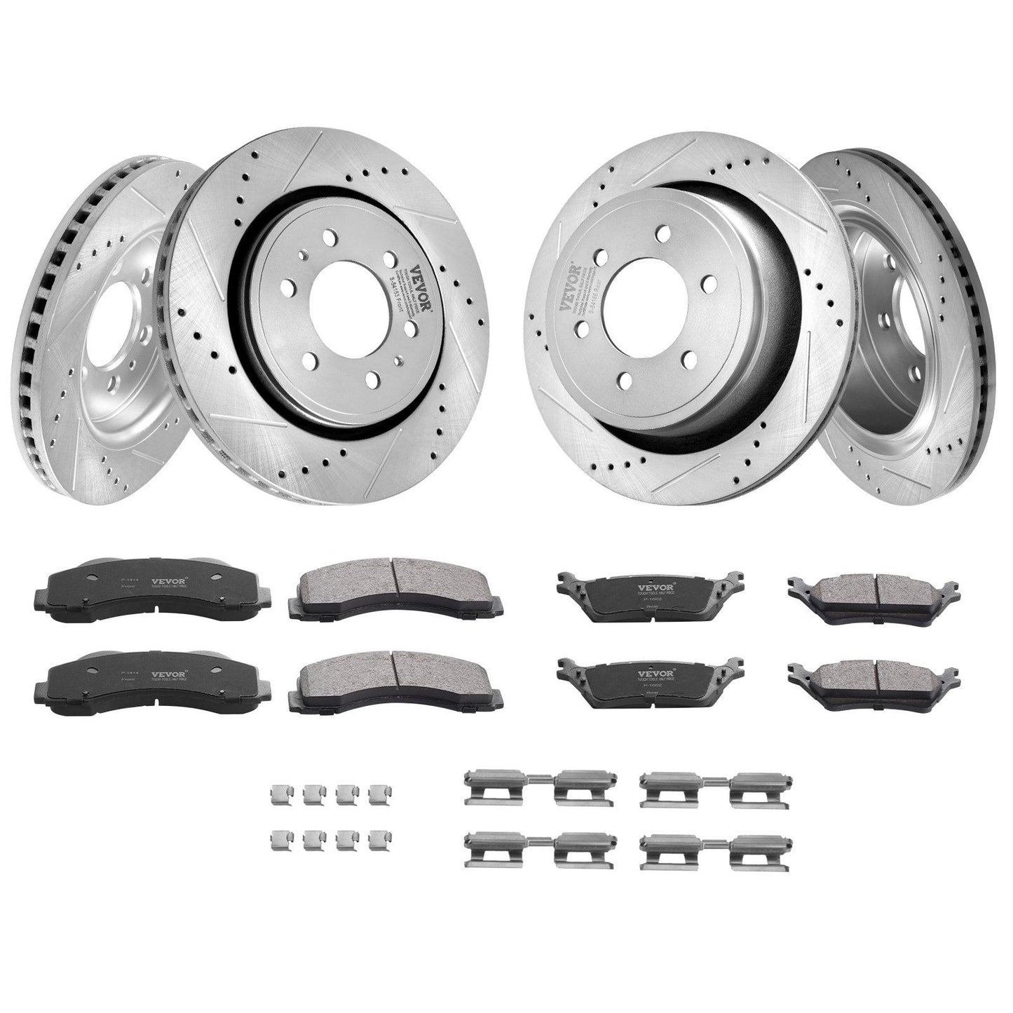 VEVOR Drilled Slotted Front&Rear Brake Rotors Pads Kit for 2012-2020 Ford F-150