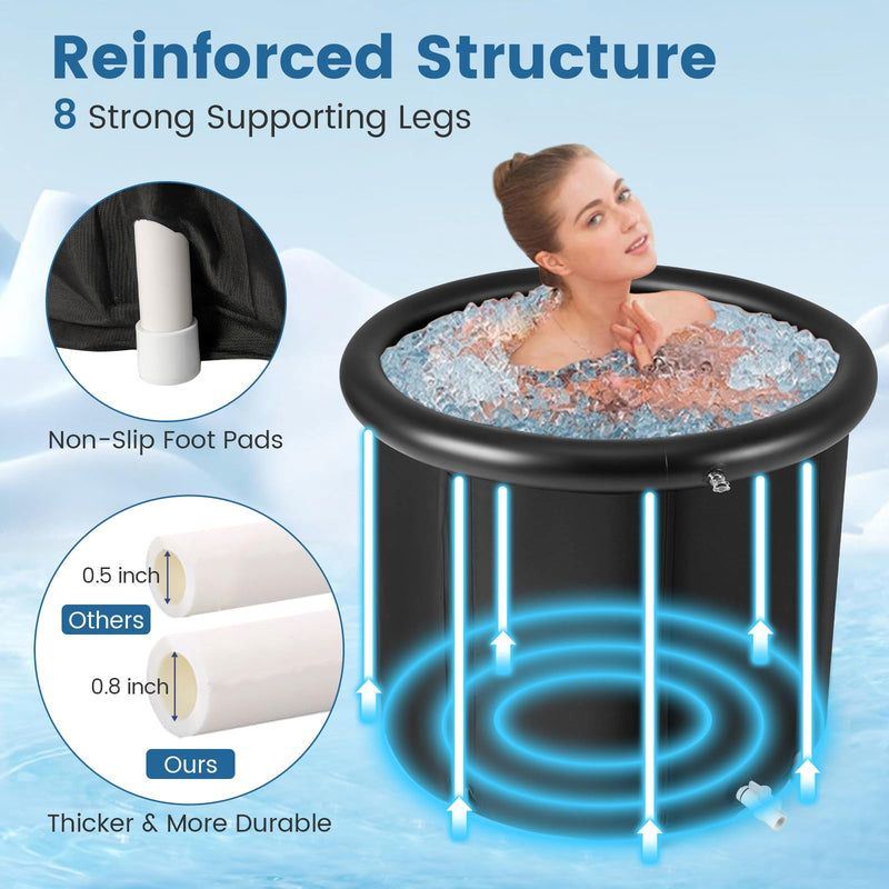 Outdoor Ice Plunge Tub with Lid for Household