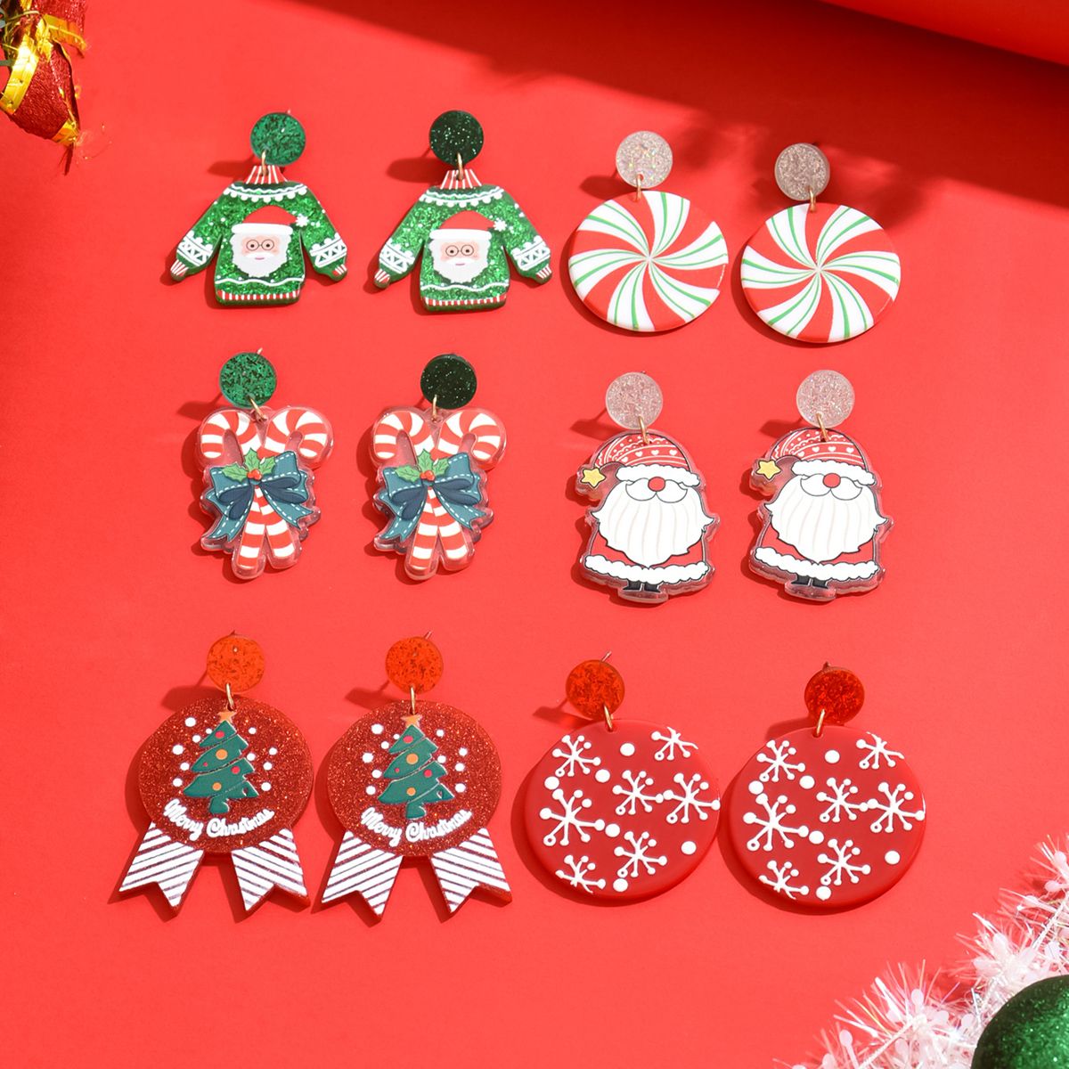 Festive Christmas Themed Acrylic Earrings -  Add a Touch of Magic to Your Holiday Wardrobe