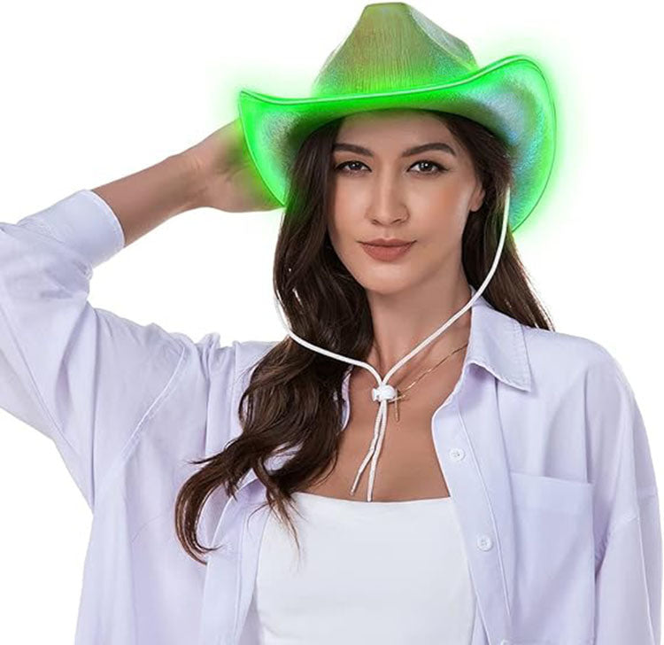 Light Up Holographic Space Cowboy Cowgirl Hat