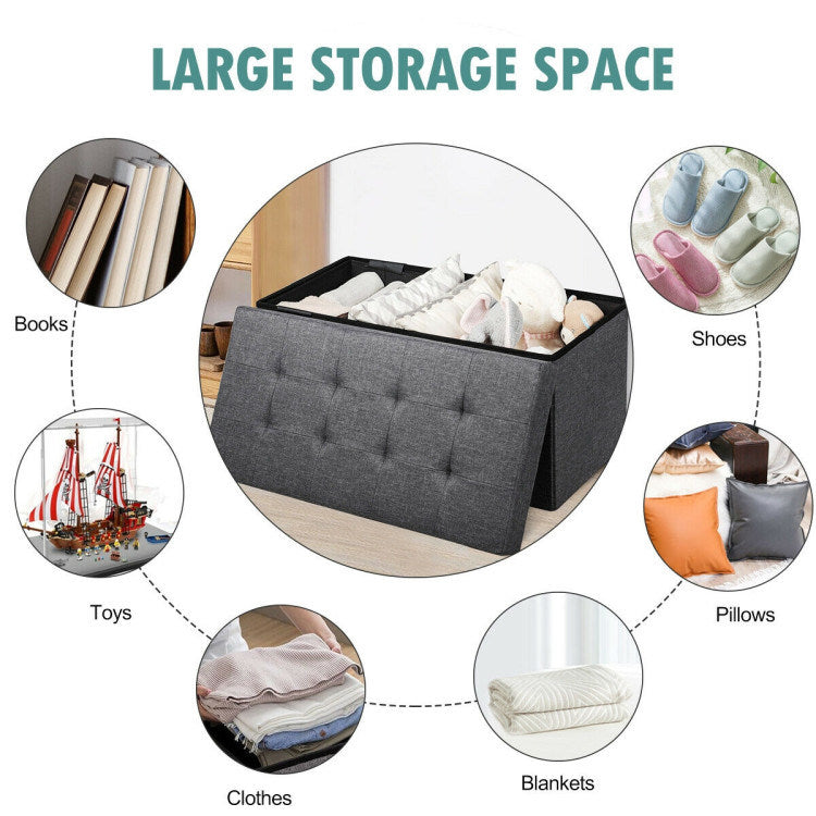 31.5 Inch Storage Ottoman Footrest with Removable Storage Bin