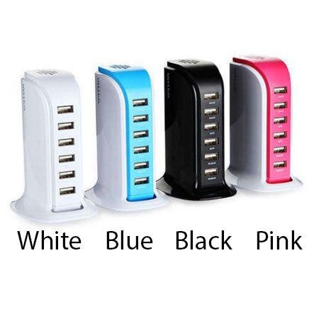 Smart Power 6 USB Colorful Tower for Every Desk at Home or Office charge any Gadget