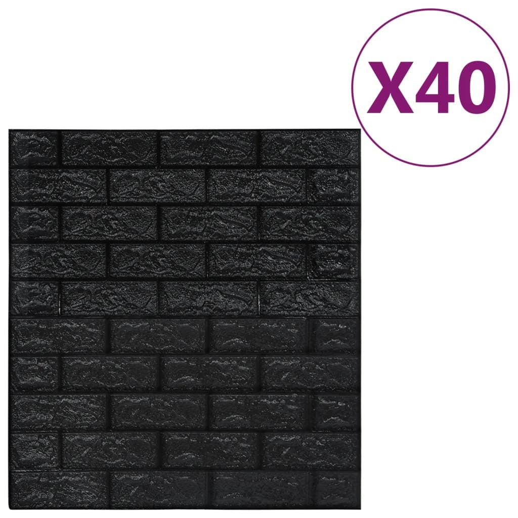 3D Wallpaper Bricks Self-adhesive 40 pcs Black